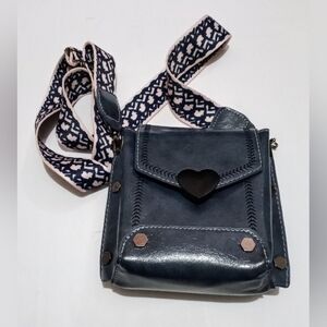Unbranded Stylish Blue Crossbody Bag w/ Heart Snap Closure